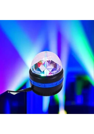 Ayt Ledx Yqx-6888 Mini Usb Li 3 Watt Şarjlı Sihirli Rgb Led Disko Topu Tavan Gece Lambası Siyah