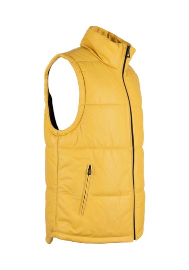 Tamer Tanca Erkek Hakiki Deri Sarı Yelek Deri Mont 993 Ylk 25 Erk Derı Yelek Y24 Sarı