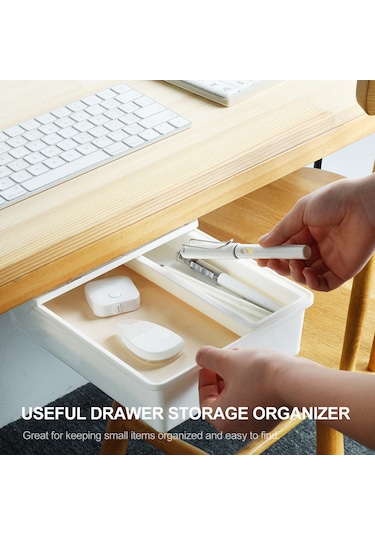 Springsun Pratik Çekmeceli Düzenleyici - Ofis, Mutfak Ve Okul İçin Yapışkanlı Saklama Organizatörü Beyaz