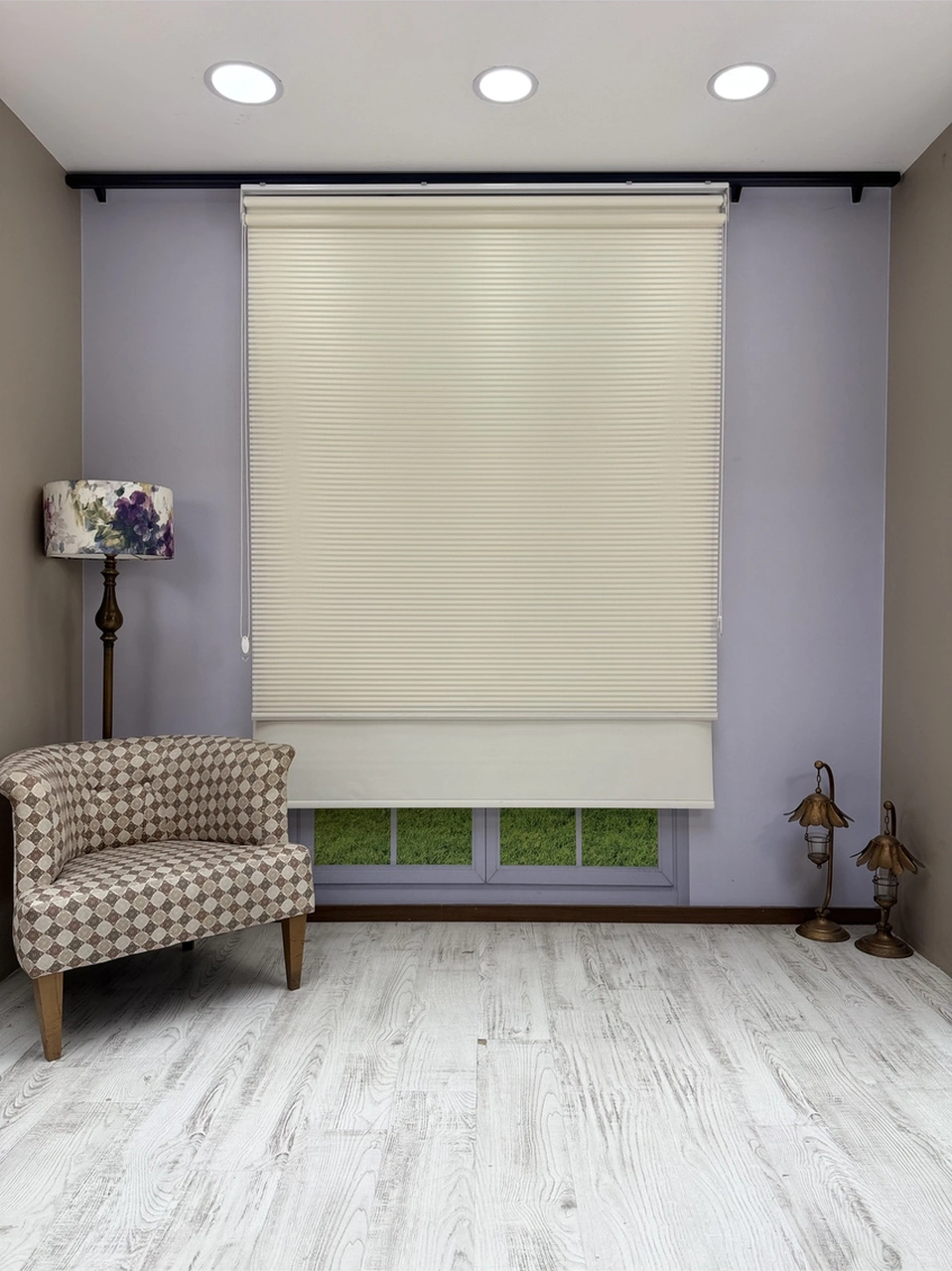 Luna Serisi Ekru Tül Ekru Stor Perde Işık Kontrollü, Çift Mekanizmalı, Kolay Montaj Ekru