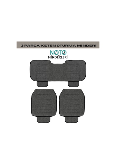 Seat İbiza Araçlara Uyumlu 3 Parça Oto Koltuk Minderi - Keten Füme