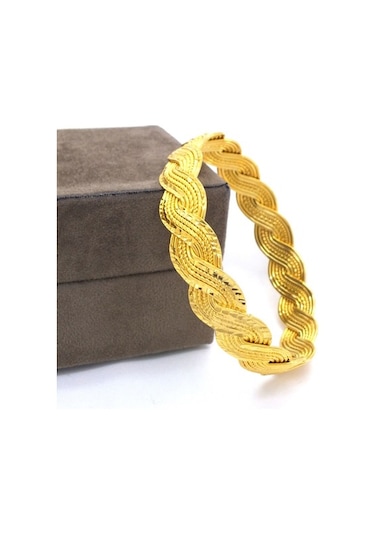 Ferizz Blz-3020 Altın Kaplama Lazerli Örgü Kadın Bilezik Altın