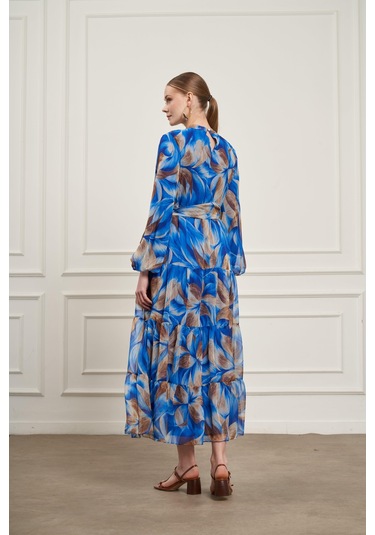 Ftz Women Kadın İpek Şifon Elbise Saks Mavi 31058 Saks Mavi