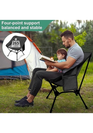 Bloomnest Yükseklik Ayarlanabilir Hafif Kamp Sandalyesi, Taşınabilir Katlanır Kamp Sandalyesi A623 Altın-siyah Altın - Siyah
