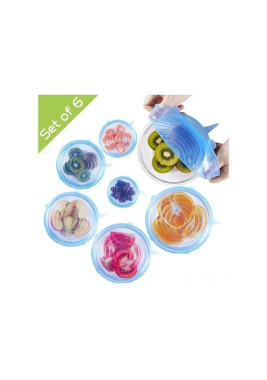 Qingmipy 6 Parça Yeniden Kullanılabilir Silikon Streç Kapak, Mutfak Saklama Ve Taze Tutma Çözümü Mavi