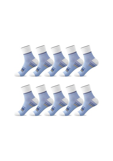 Mavi 5/10 Pairs Erkek Orta Buzağı Spor Çorap Çizgili Nefes Pamuk Çorap Rahat Çorap Lot 10 Pairs Mavi