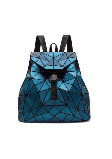 Kadın Sırt Çantası Kız Öğrenci Okul Çantası Holografik Lazer Geometri Seyahat Çantası Tasarımcı Kadın Sırt Çantası Black Siyah