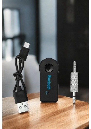 Kablosuz Bluetooth Aux Araç Kiti Siyah Hafıza Kartlı