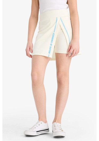 DeFacto Kız Çocuk Baskılı Şort Etek E1117A825SMER133 Ekru