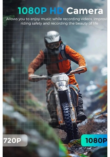 Bt68 1080p Geniş Açılı Kameralı Motosiklet Kask Kulaklığı 3000mah Bataryalı Bluetooth