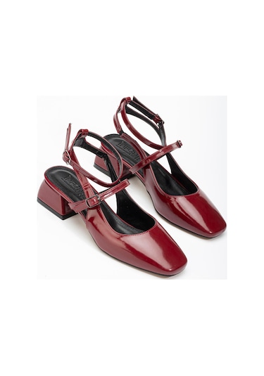 Aymood St-003 Bordo Rugan Günlük 4 Cm Topuklu Ayakkabı Bordo
