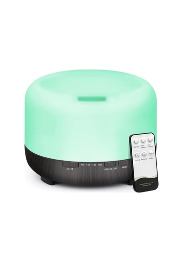 Uçucu Yağ Difüzör Aromaterapi Nemlendirici: 500ml Ultrasonik Aroma Hava Buharlaştırıcı Büyük Oda İçin Sessiz Sis Nemlendiricileri Küçük Bebek Yatak Odası İçin Uzaktan Kumanda Siyah-2pack