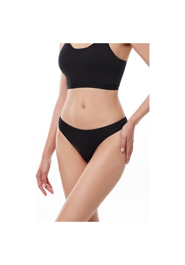 Malabadi Kadın Siyah 2 Li Paket Modal String Tanga 186 Siyah