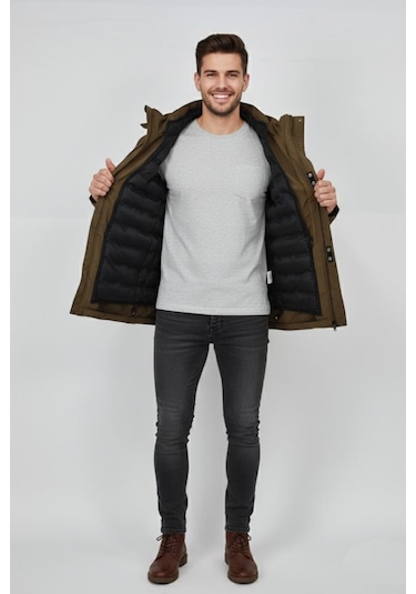 Dynamo Erkek Kapüşonlu Spor Mont 2 Parça Regular Fit 3361 Bgl-st04901 Açık Kahverengi