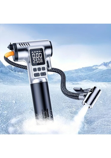 Xuweiwei Simli Siyah Kablosuz Tasinabilir Araba Hava Pompasi Led Isik Usb-c Sarj 18650 Lityum Pil Guvenlik Cekici Kemer Kesici Arac Lastikleri Icin