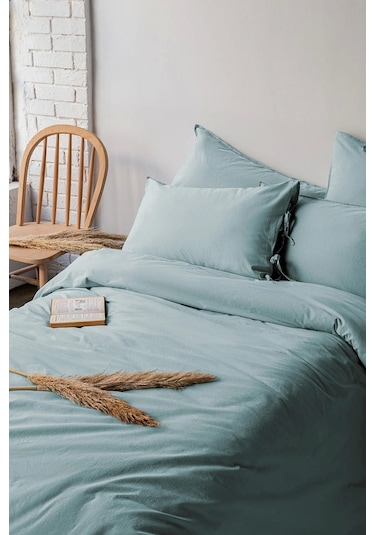 Savanna Yıkanmış %100 Pamuk Poplin Mint Çift Kişilik Nevresim Takımı