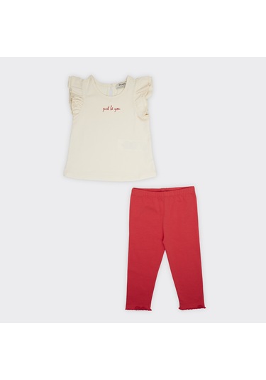 Kız Çocuk Baskı Detaylı T-shirtlü Taytlı Takım 2411gb17014-4393 001