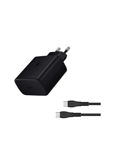 Tüm Samsung Modellerine Uygun Galaxy A14 A24 A34 A54 S20 Sarj Başlığı Type-c 25w Hızlı Şarj Aleti Siyah