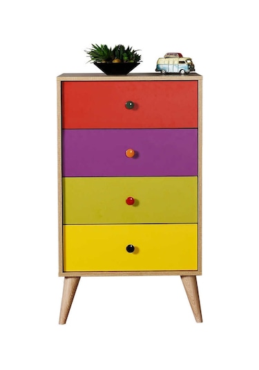 Rainbow 4 Çekmeceli Şifonyer - Sonoma-renkli 60x104x45 Cm Gxyxd