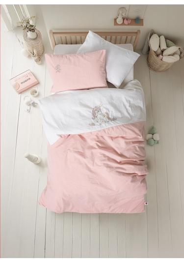 Cotton Box Cuddly Nakışlı Bebek Nevresim Takımı Bonic Beyaz
