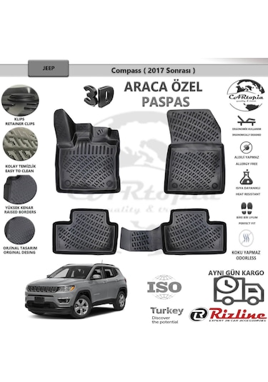 Jeep Compass / 2017 Sonrası / Siyah / Rizline Paspas