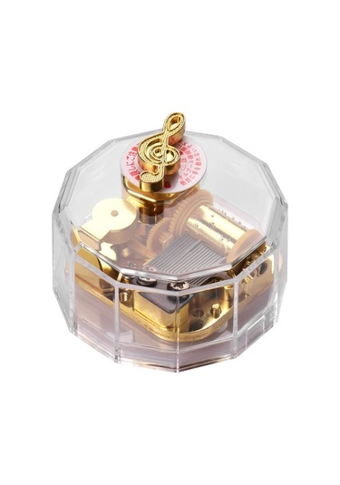 Novahub Altın Kaplama 12 Köşeli Akrilik Müzik Kutusu - Saat Yönünün Tersine Dönen Mekanizma İle Özel Melodi Çalar Şeffaf Şeffaf