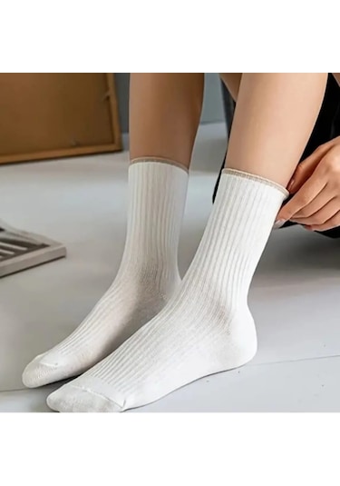 5 Çift Çok Renkli Fitilli Rahat Çorap Çok Renkli