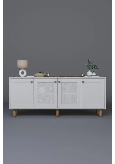 Bohem Serisi Natura 2 Kapak Pvc Hasır Desen Mat Beyaz Konsol Beyaz