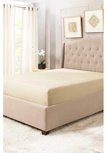 Altın Karma Jersey Penye Pamuklu 180x200 Cm Çift Kişilik Lastikli Çarşaf Krem Krem