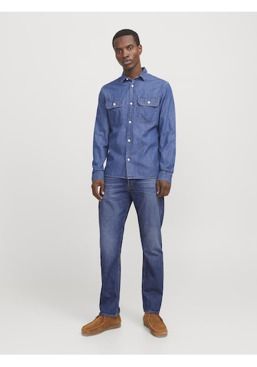 Jack & Jones Erkek Chris 632 Loose Fit Jean - 12269528 Blue Denim