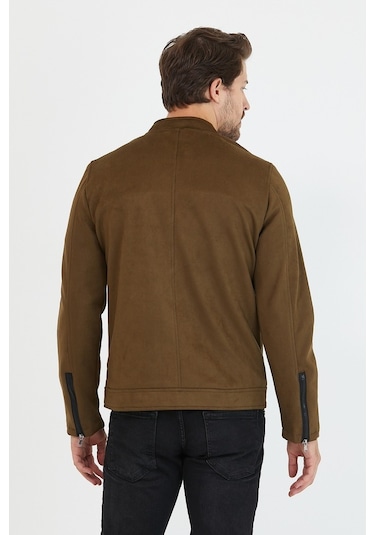 Erkek Haki Dar Kesim Süet Ceket Mont- Haki