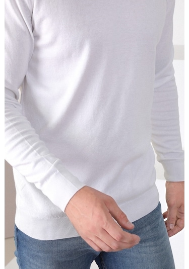 Ferraro Beyaz Balıkçı Yaka Pamuk Kazak Beyaz