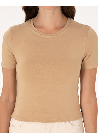 Pierre Cardin Kadın Kum Tişört 50306945-vr085 Kum