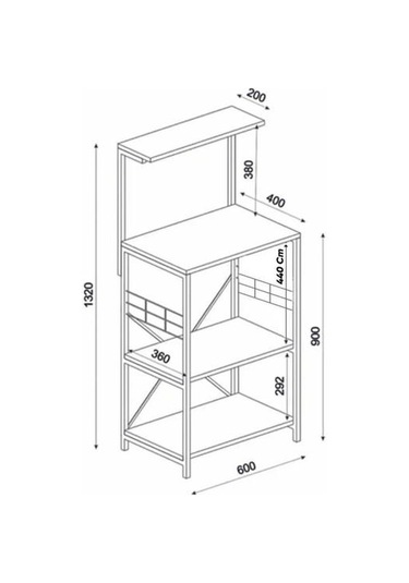 Ceramical Çok Amaçlı Mutfak Bangosu - Atlantik Çam - 128x40x60 Cm Atlantik Çam