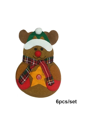 Ximistore9 Noel Masası Dekorasyonu: 6 Adet Non-woven Kürdan Bantı, Santa Ve Geyik Desenli, Yeniden Kullanılabilir, Festivite Atmosu Katıyor