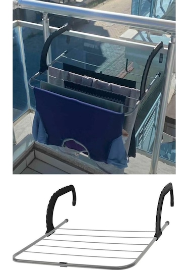 Perilla Doğrular Petek Üstü Çamaşır Kurutmalık - Balkon Kurutmalık Askısı Siyah