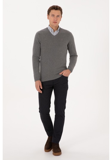 U.s. Polo Assn. Erkek Gri Melanj Kazak /triko 50313668-vr086 Gri Melanj