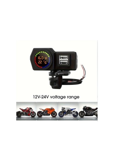 Pazly 1 Bilgisayar 3 Motosiklet Şarj Cihazı Dijital Ekran Çift Usb Araç Şarj Aleti 5v3a İphone Huawei İçin