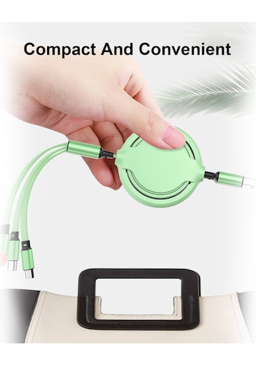 Suofeng 3'lü Genişletilebilir Telefon Şarj Kablosu, Sıvı Silikon, Hızlı Şarj 2.8a , Micro Usb/type-c/8pin, Evrensel Uyumlu, Mor