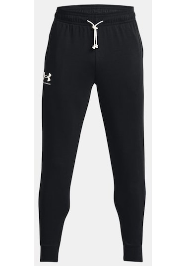 Under Armour UA Rival Terry Erkek Eşofman Altı 1380843-001 Siyah - Beyaz