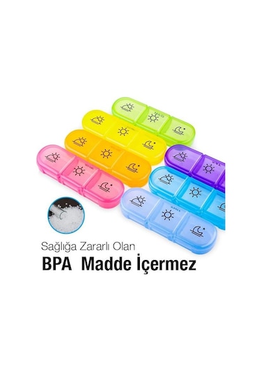 Polham 7 Günlük 21 Gözlü Haftalık İlaç, Hap Saklama Kutusu, Kitlenir Kapaklı, Bpa İçermez Saklama Kutusu