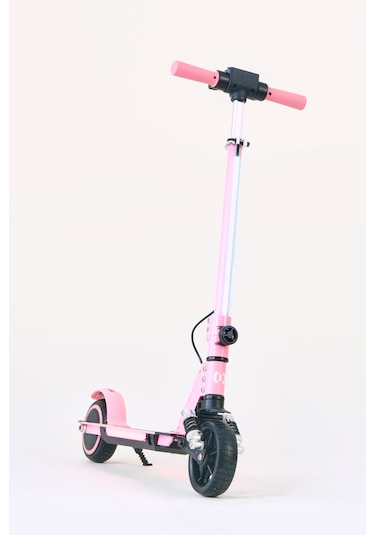 Elektrikli Çocuk Scooter 130w 3 Kademe Hız Ayarlanabilir Gidon Uzun Menzil Koruma Seti Hediye Pembe