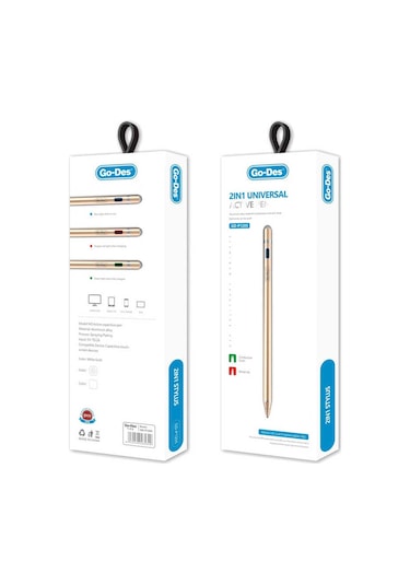 Go Des GD-P1205 Tüm Cihazlar ile Uyumlu Stylus Pencil Kapasitif Dokunmatik Kalem - ZORE-260227 Beyaz
