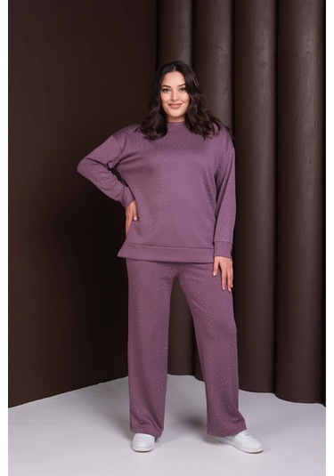 Önü Taş Baskılı Alt-üst Takım Mor