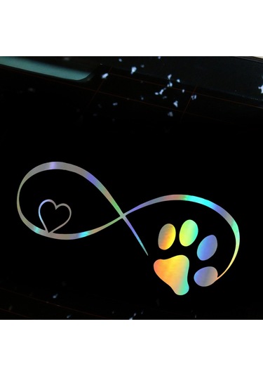 Shineyee Vinil Araba Sticker: Kedi Köpek Ayak İzi Desenli, Renkli Yansıtan, Eğlenceli Ve Benzersiz Araba Dekorasyonu