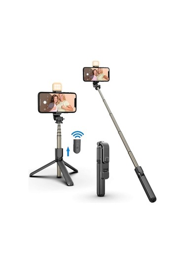 Joyhub Tripod Stand Telefon Tutacağı İle Şarj Edilebilir Kısılabilir Selfie Çubuğu Led Işık Siyah Havalandırma 5hfqym