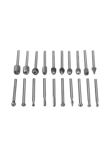 Pazly 20 Parça Karbür Döner Alet Seti - 3mm Saplı Dıy Ahşap Oyma Taşlama Aleti