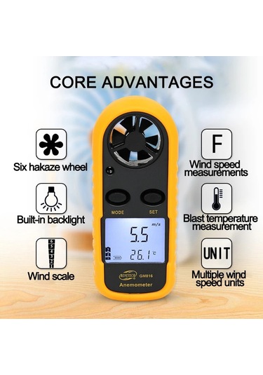 Conventions1 Dijital Anemometre Rüzgar Hızı Mini Hava Hızı Hava