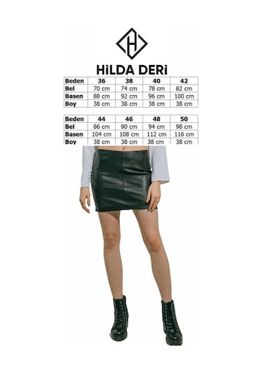 Hilda Deri Mini Etek Hakiki Kuzu Derisi Siyah Aidan 001