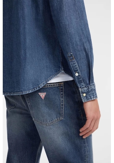 Guess Erkek Mavi Slim Uzun Kol Denim Gömlek Mavi